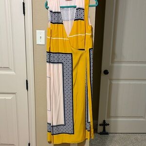 Tory Burch Mustard Yellow, Cream & Black Patterned Maxi Dress